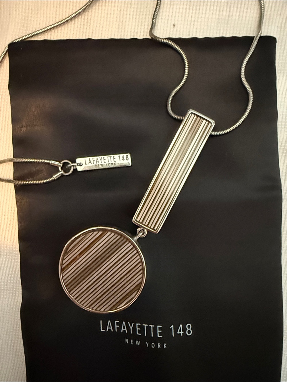 Lafayette 148 New York Long Silver-Tone Pendant Necklace